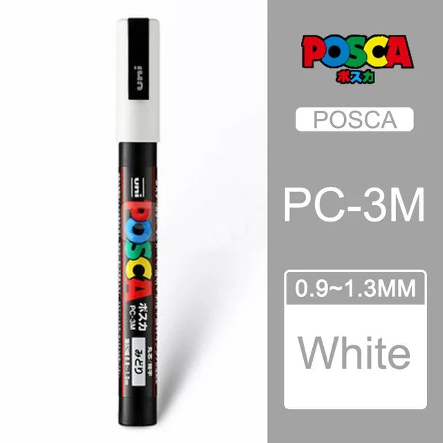 Japan Uni Posca Paint Marker Pen,3M Fine Posca Marker with Reversible Tips, Acrylic Paint Pens Art Supplies, Fabric Paint refill