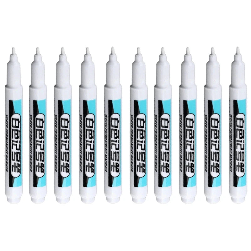 20Pcs White Ink Permanent Marker Pens Set 0.7/1.0/2.5/45MM Markers Paint Pen for Plastic Leather Glass Stone Metal Art Supplies