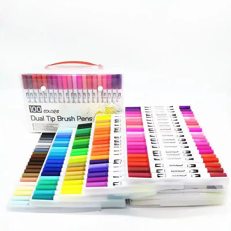 12/24/60/72/100/120 Colors Watercolor Art Markers Brush Pen Dual Tip Fineliner Drawing for Calligraphy Painting Set Art Supplies