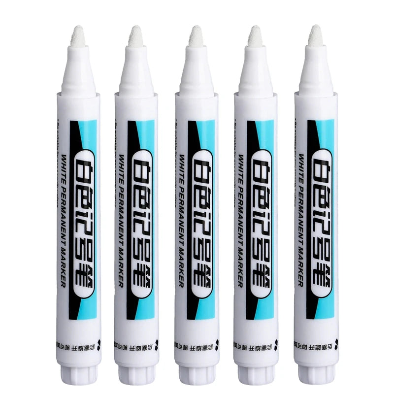 20Pcs White Ink Permanent Marker Pens Set 0.7/1.0/2.5/45MM Markers Paint Pen for Plastic Leather Glass Stone Metal Art Supplies