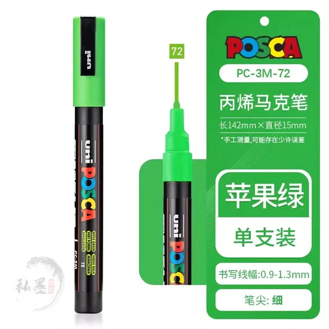 Japan Uni Posca Paint Marker Pen,3M Fine Posca Marker with Reversible Tips, Acrylic Paint Pens Art Supplies, Fabric Paint refill