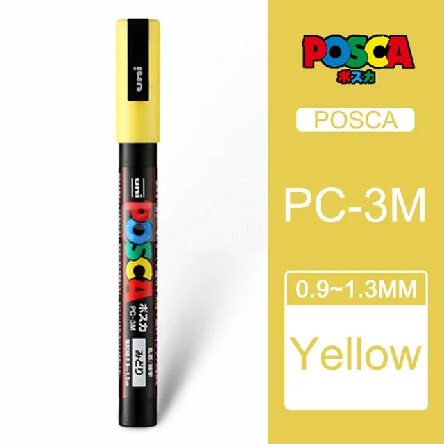Japan Uni Posca Paint Marker Pen,3M Fine Posca Marker with Reversible Tips, Acrylic Paint Pens Art Supplies, Fabric Paint refill