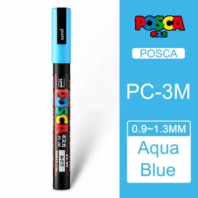 Japan Uni Posca Paint Marker Pen,3M Fine Posca Marker with Reversible Tips, Acrylic Paint Pens Art Supplies, Fabric Paint refill