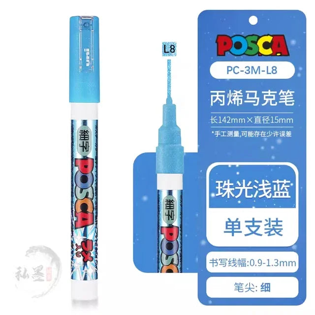 Japan Uni Posca Paint Marker Pen,3M Fine Posca Marker with Reversible Tips, Acrylic Paint Pens Art Supplies, Fabric Paint refill