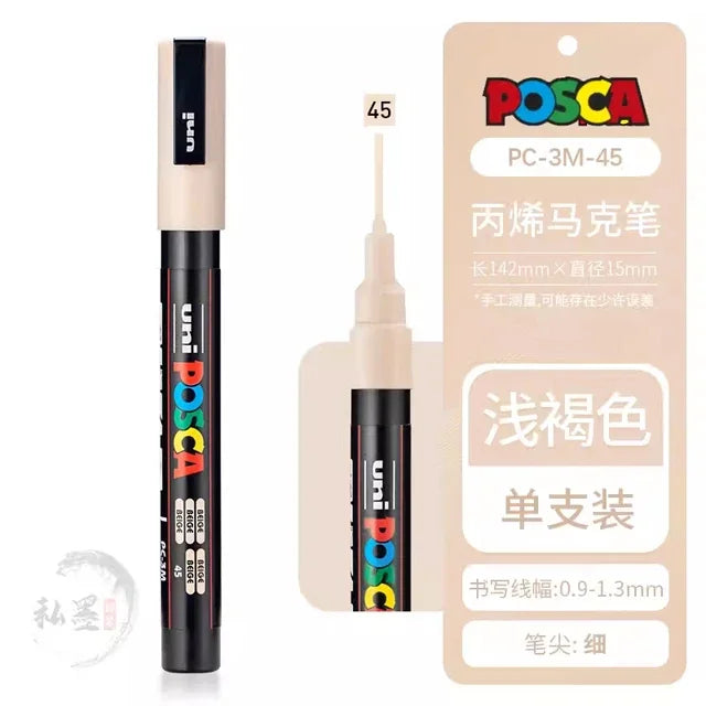 Japan Uni Posca Paint Marker Pen,3M Fine Posca Marker with Reversible Tips, Acrylic Paint Pens Art Supplies, Fabric Paint refill