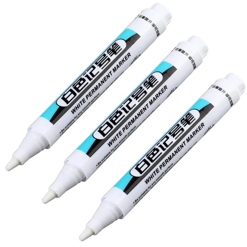 20Pcs White Ink Permanent Marker Pens Set 0.7/1.0/2.5/45MM Markers Paint Pen for Plastic Leather Glass Stone Metal Art Supplies