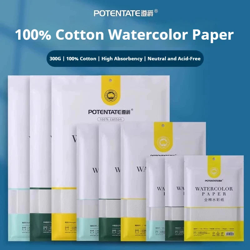 POTENTATE Watercolor Paper Card Postcard Tin Box 100% Cotton 300g Fine/Medium/Coarse Watercolor Book Travel Sketch Art Supplies