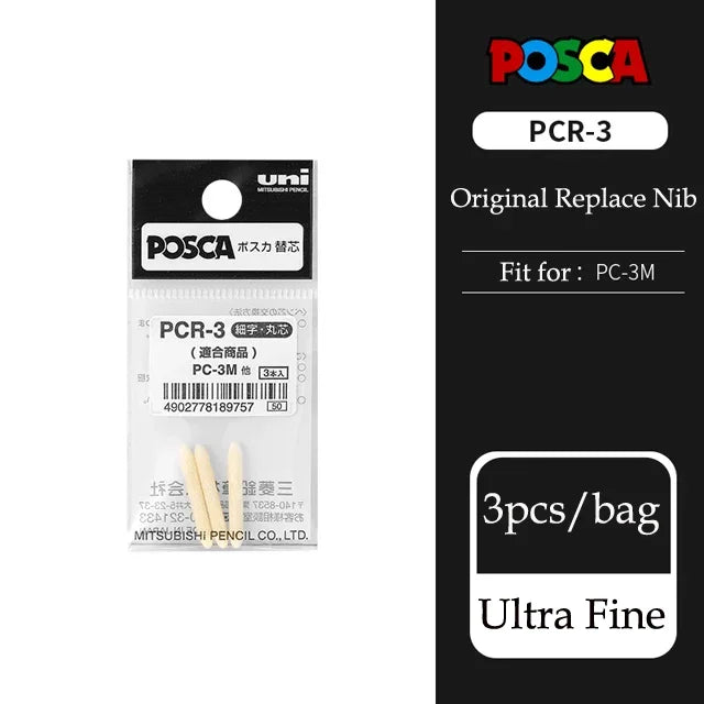 Japan Uni Posca Paint Marker Pen,3M Fine Posca Marker with Reversible Tips, Acrylic Paint Pens Art Supplies, Fabric Paint refill