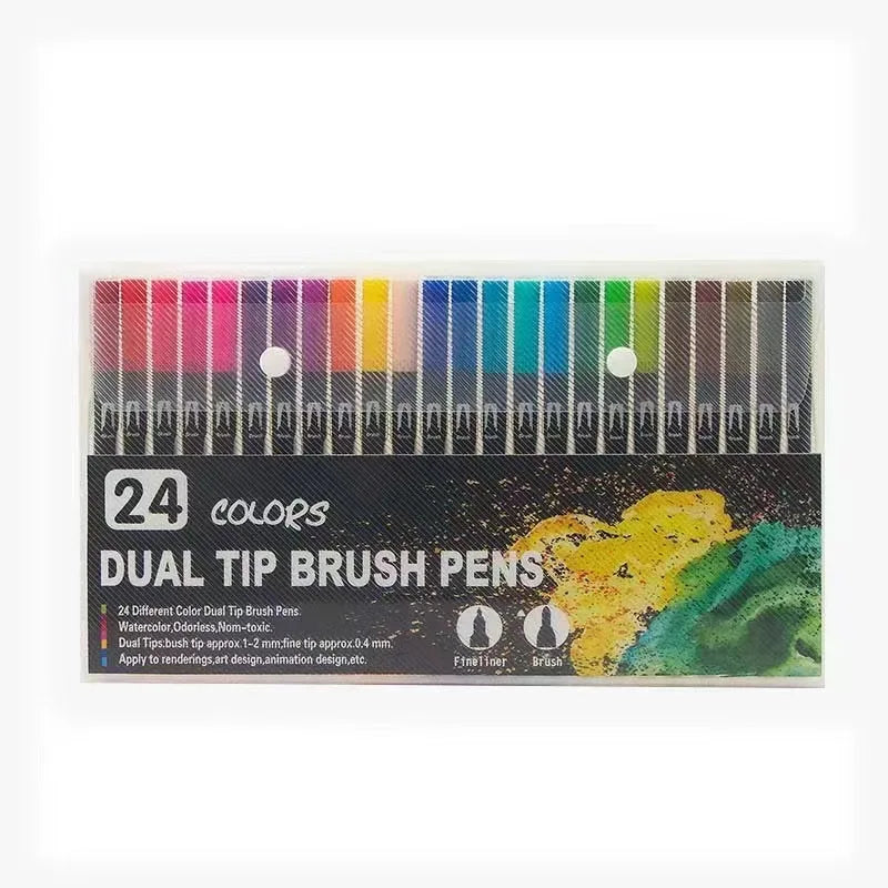 12/24/60/72/100/120 Colors Watercolor Art Markers Brush Pen Dual Tip Fineliner Drawing for Calligraphy Painting Set Art Supplies