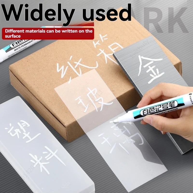 20Pcs White Ink Permanent Marker Pens Set 0.7/1.0/2.5/45MM Markers Paint Pen for Plastic Leather Glass Stone Metal Art Supplies