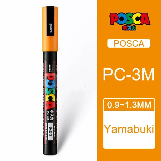Japan Uni Posca Paint Marker Pen,3M Fine Posca Marker with Reversible Tips, Acrylic Paint Pens Art Supplies, Fabric Paint refill