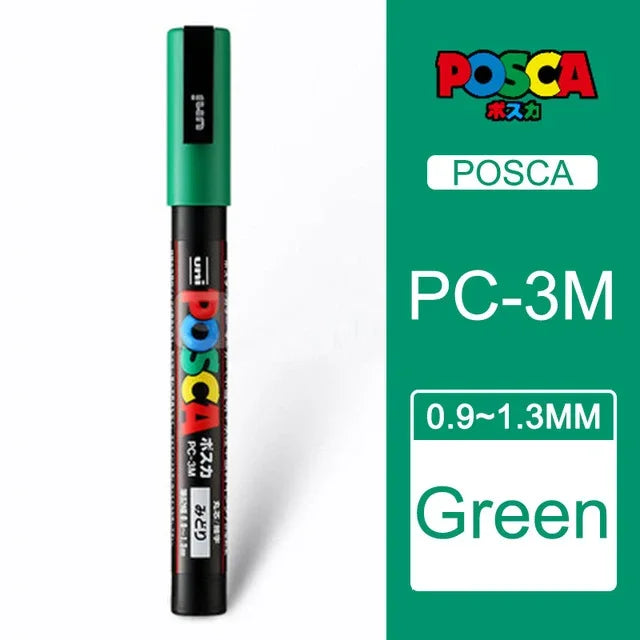 Japan Uni Posca Paint Marker Pen,3M Fine Posca Marker with Reversible Tips, Acrylic Paint Pens Art Supplies, Fabric Paint refill