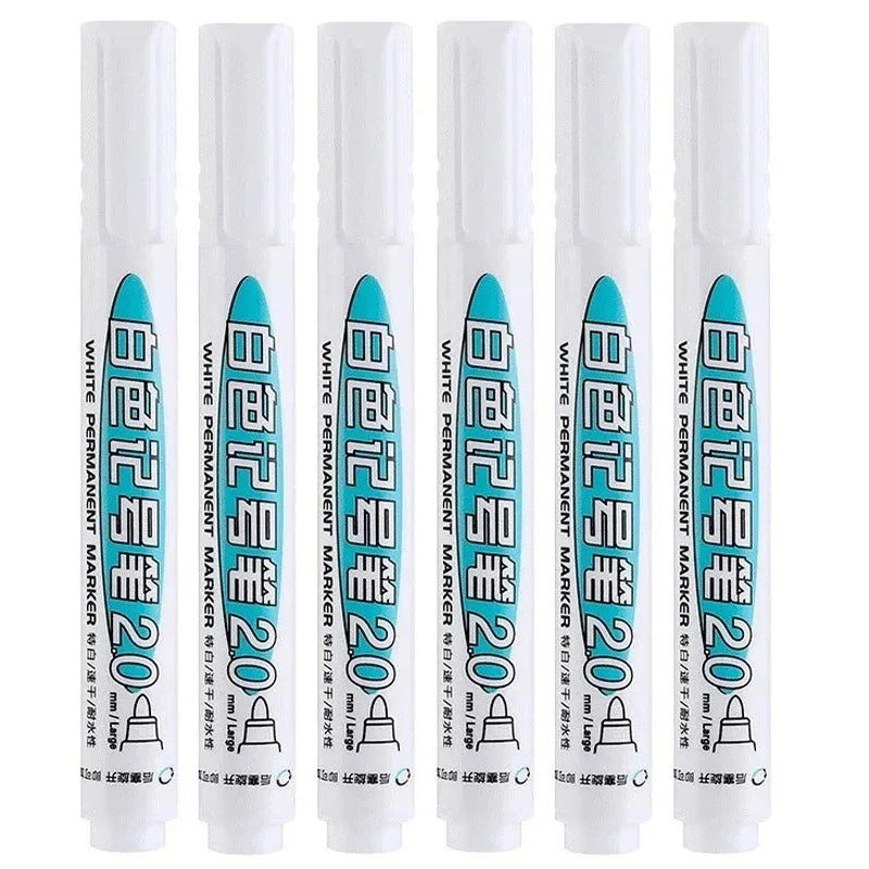 20Pcs White Ink Permanent Marker Pens Set 0.7/1.0/2.5/45MM Markers Paint Pen for Plastic Leather Glass Stone Metal Art Supplies