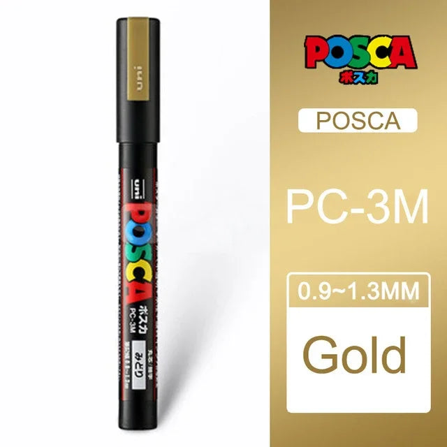 Japan Uni Posca Paint Marker Pen,3M Fine Posca Marker with Reversible Tips, Acrylic Paint Pens Art Supplies, Fabric Paint refill