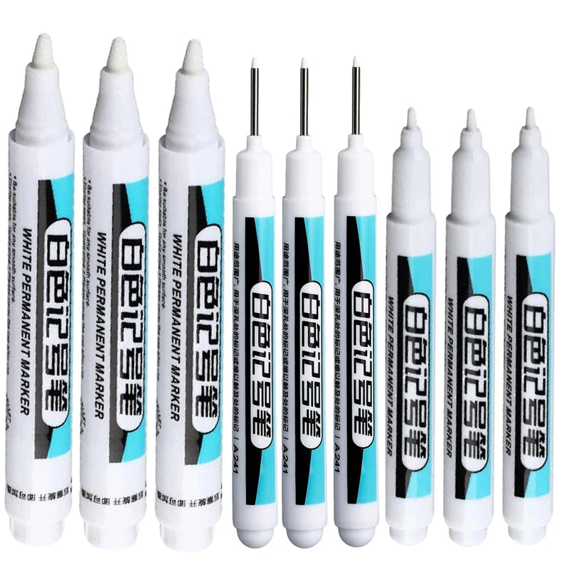 20Pcs White Ink Permanent Marker Pens Set 0.7/1.0/2.5/45MM Markers Paint Pen for Plastic Leather Glass Stone Metal Art Supplies