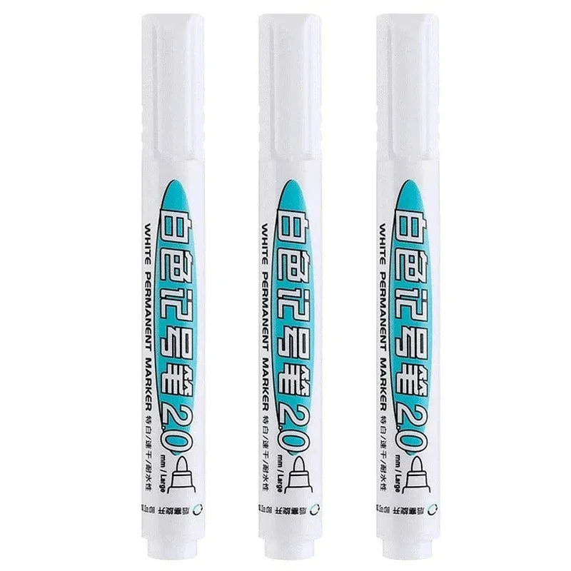 20Pcs White Ink Permanent Marker Pens Set 0.7/1.0/2.5/45MM Markers Paint Pen for Plastic Leather Glass Stone Metal Art Supplies