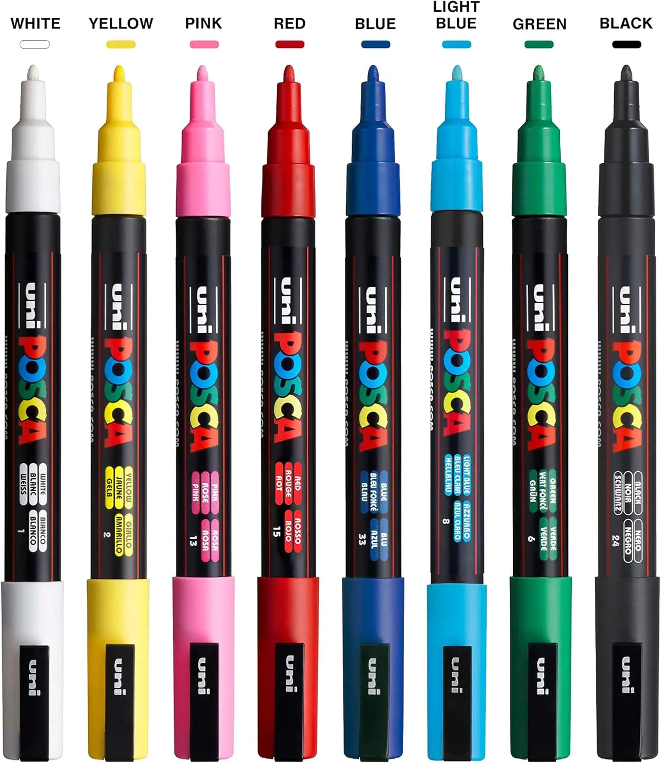 Japan Uni Posca Paint Marker Pen,3M Fine Posca Marker with Reversible Tips, Acrylic Paint Pens Art Supplies, Fabric Paint refill