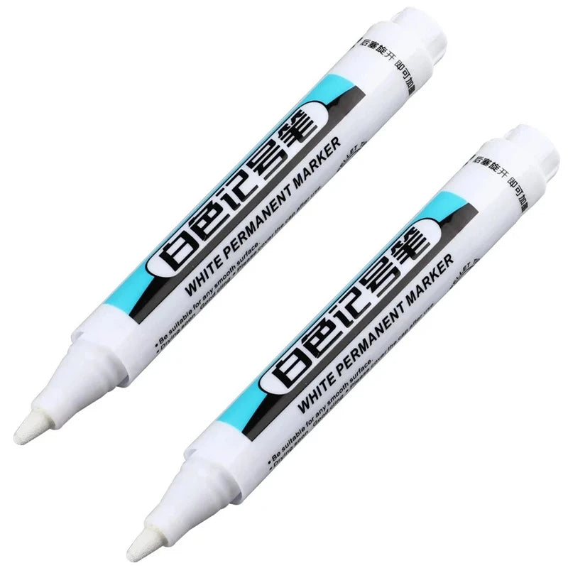 20Pcs White Ink Permanent Marker Pens Set 0.7/1.0/2.5/45MM Markers Paint Pen for Plastic Leather Glass Stone Metal Art Supplies