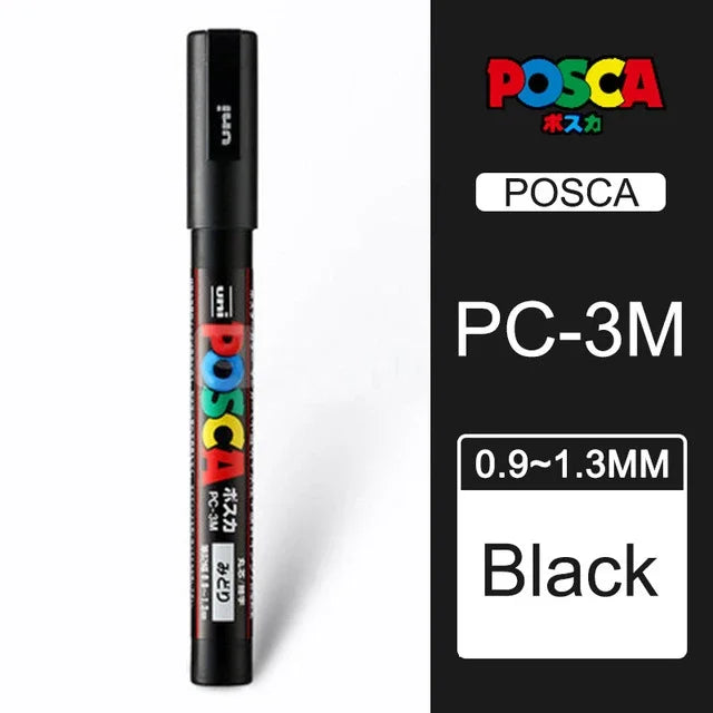 Japan Uni Posca Paint Marker Pen,3M Fine Posca Marker with Reversible Tips, Acrylic Paint Pens Art Supplies, Fabric Paint refill