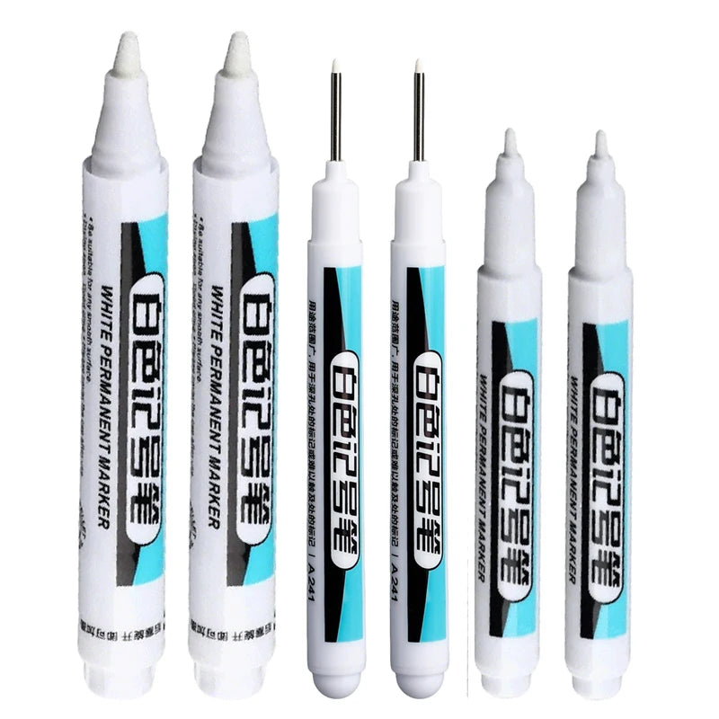 20Pcs White Ink Permanent Marker Pens Set 0.7/1.0/2.5/45MM Markers Paint Pen for Plastic Leather Glass Stone Metal Art Supplies