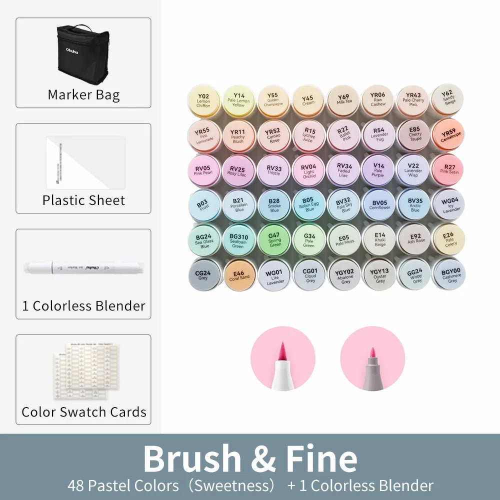 Ohuhu Honolulu B Marker Pen Set Color Markers Alcohol Art Markers Refillable Dual Tips Sketching Drawing Manga School Supplies