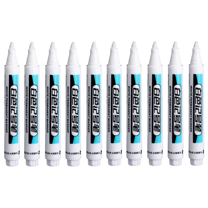 20Pcs White Ink Permanent Marker Pens Set 0.7/1.0/2.5/45MM Markers Paint Pen for Plastic Leather Glass Stone Metal Art Supplies