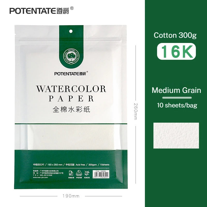 POTENTATE Watercolor Paper Card Postcard Tin Box 100% Cotton 300g Fine/Medium/Coarse Watercolor Book Travel Sketch Art Supplies