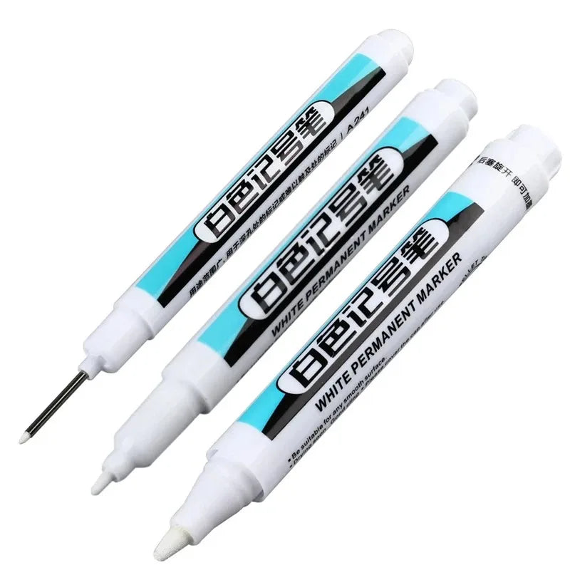 20Pcs White Ink Permanent Marker Pens Set 0.7/1.0/2.5/45MM Markers Paint Pen for Plastic Leather Glass Stone Metal Art Supplies
