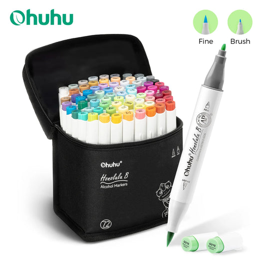 Ohuhu Honolulu B Marker Pen Set Color Markers Alcohol Art Markers Refillable Dual Tips Sketching Drawing Manga School Supplies