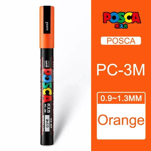 Japan Uni Posca Paint Marker Pen,3M Fine Posca Marker with Reversible Tips, Acrylic Paint Pens Art Supplies, Fabric Paint refill