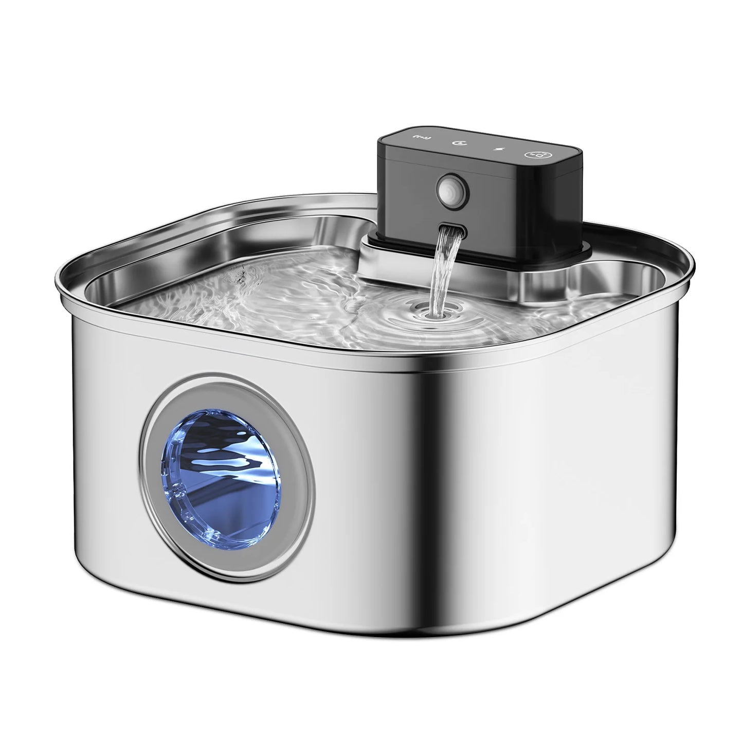 3.2L Automatic Stainless Steel Cat Water Fountain 4000mAh Wireless Pet Drinker Battery & Sensor 2 in 1 Dispenser