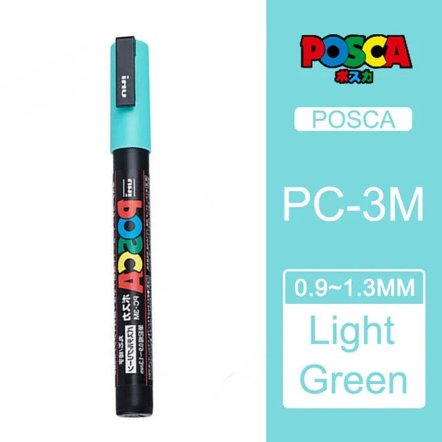 Japan Uni Posca Paint Marker Pen,3M Fine Posca Marker with Reversible Tips, Acrylic Paint Pens Art Supplies, Fabric Paint refill