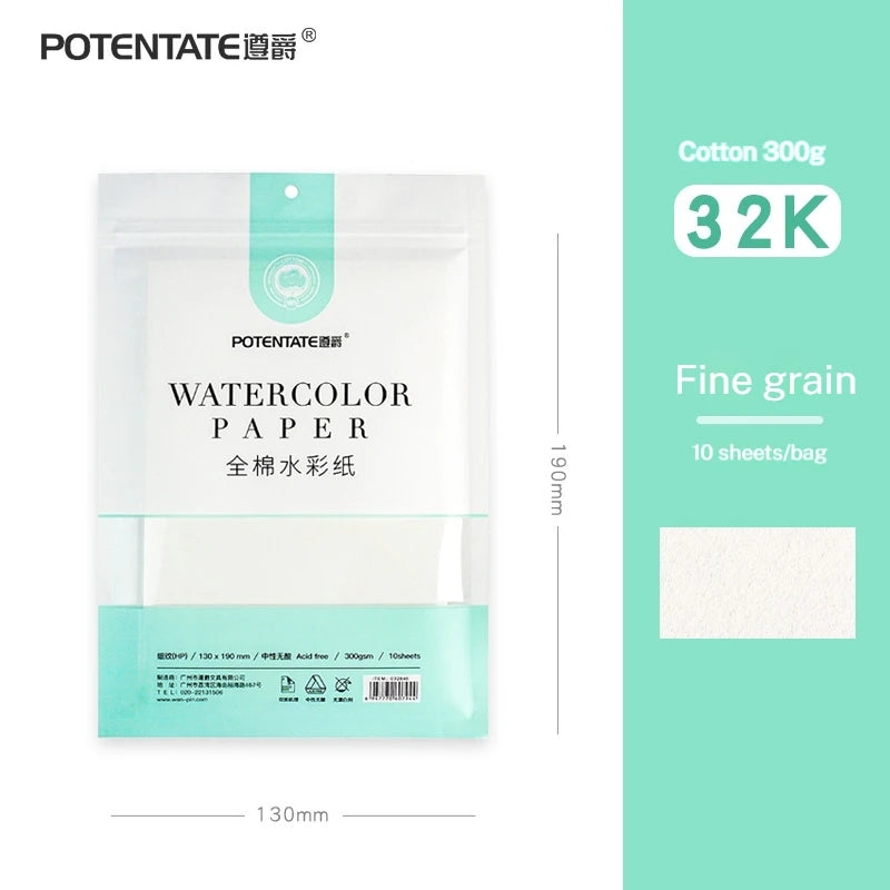 POTENTATE Watercolor Paper Card Postcard Tin Box 100% Cotton 300g Fine/Medium/Coarse Watercolor Book Travel Sketch Art Supplies