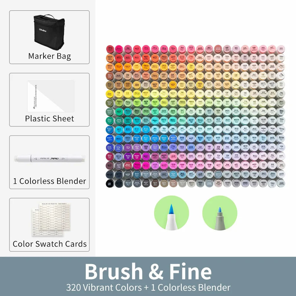 Ohuhu Honolulu B Marker Pen Set Color Markers Alcohol Art Markers Refillable Dual Tips Sketching Drawing Manga School Supplies