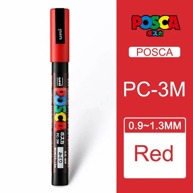 Japan Uni Posca Paint Marker Pen,3M Fine Posca Marker with Reversible Tips, Acrylic Paint Pens Art Supplies, Fabric Paint refill