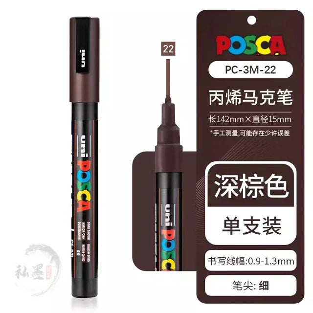 Japan Uni Posca Paint Marker Pen,3M Fine Posca Marker with Reversible Tips, Acrylic Paint Pens Art Supplies, Fabric Paint refill