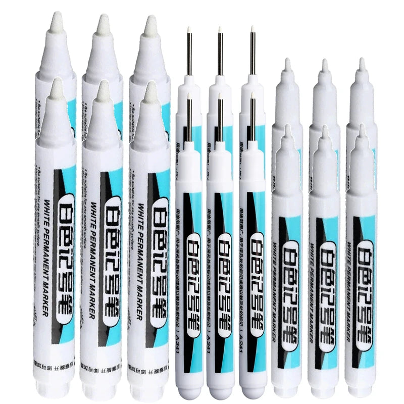 20Pcs White Ink Permanent Marker Pens Set 0.7/1.0/2.5/45MM Markers Paint Pen for Plastic Leather Glass Stone Metal Art Supplies
