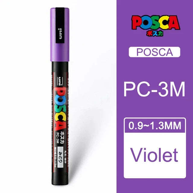 Japan Uni Posca Paint Marker Pen,3M Fine Posca Marker with Reversible Tips, Acrylic Paint Pens Art Supplies, Fabric Paint refill